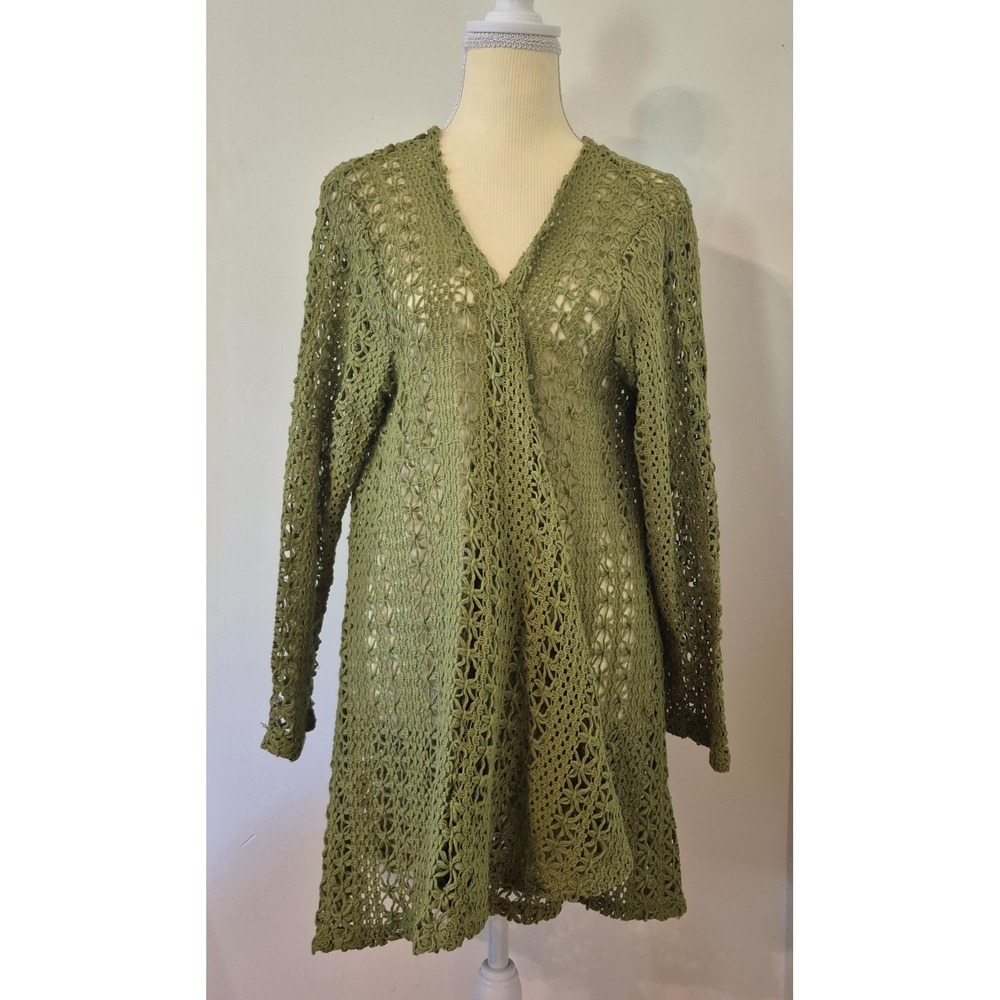 Open Front Crochet Cardigan Size L Layering Boho Forest Fairy Grunge Whimsigoth